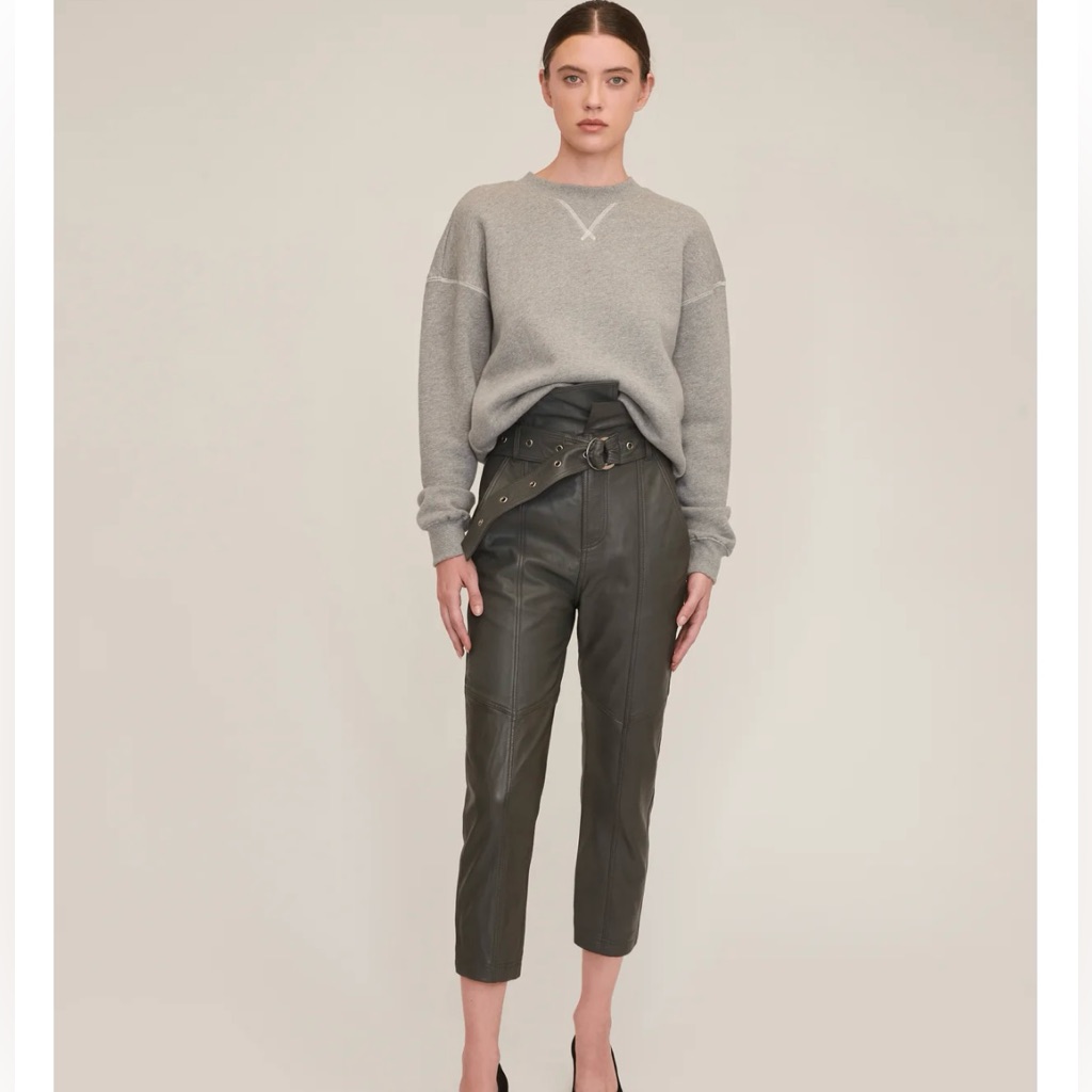 High Rise Leather Pants With Belt - Marissa Webb Anniston 100% Real Leather Pant